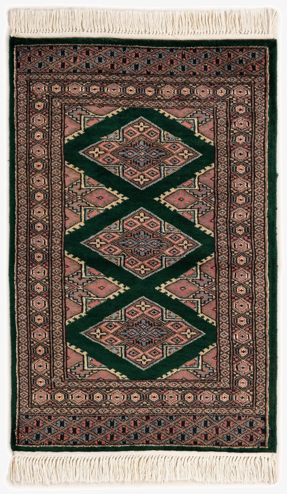  2' 1 x 3' 2  Hand Knotted Bokhara Oriental Wool Rug