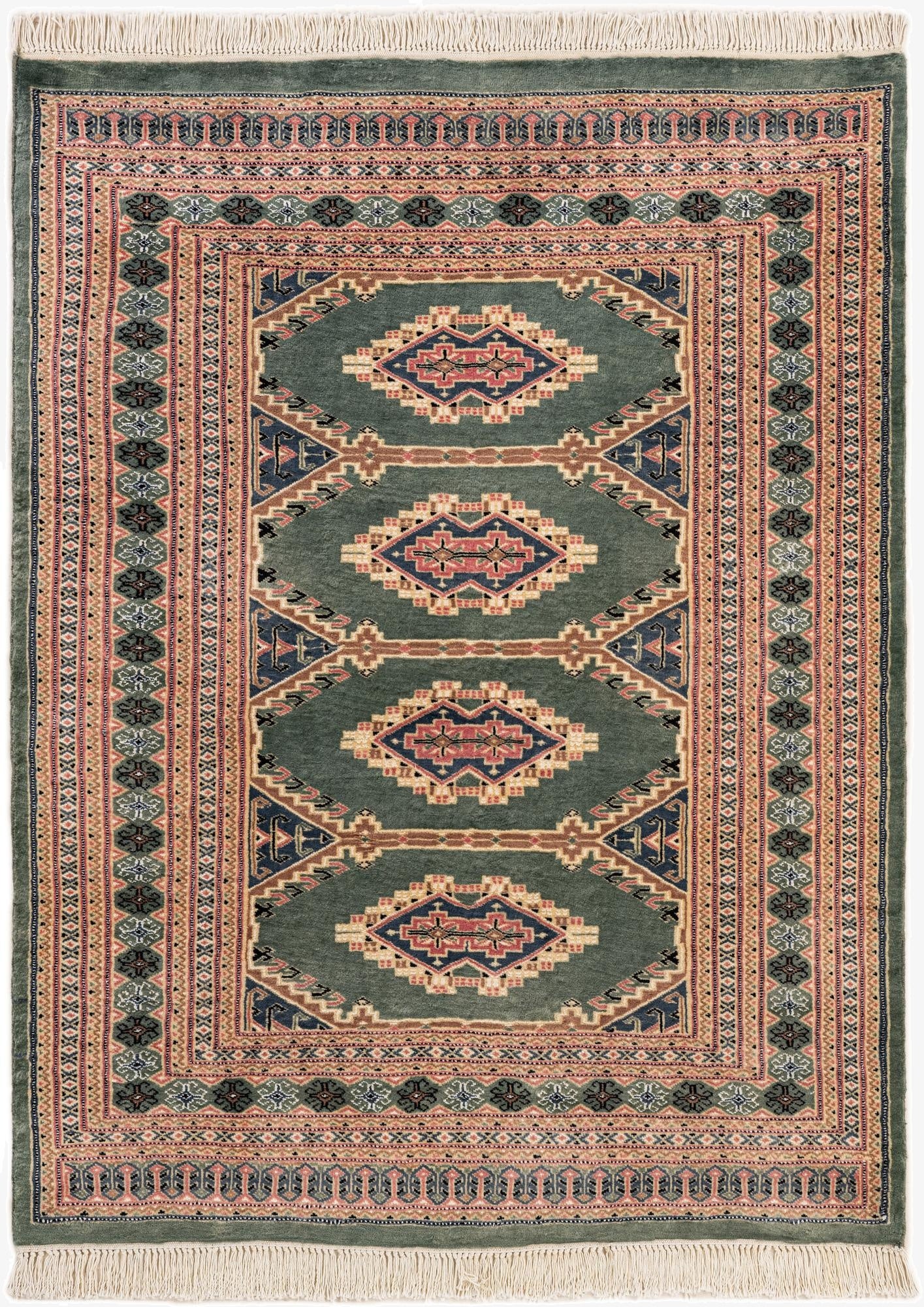  4' 2 x 5' 6  Hand Knotted Bokhara Oriental Rug