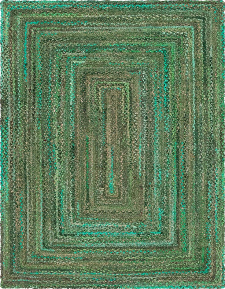 Detail image of  6' 1 x 9'  Hand Braided Chindi Rug