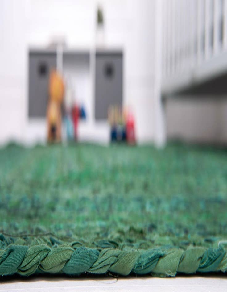 Detail image of  4' 1 x 6' 1  Hand Braided Chindi Rug