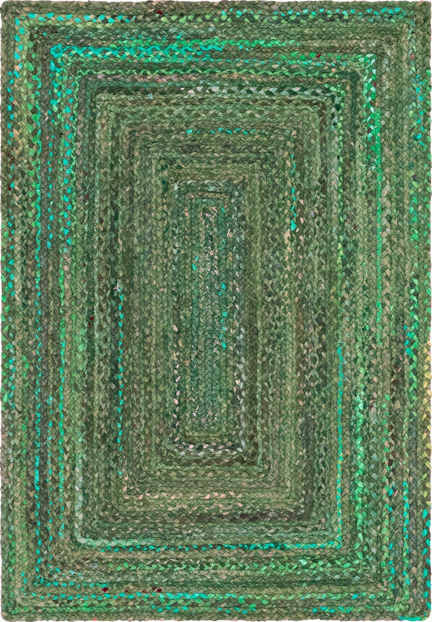  4' 1 x 6' 1  Hand Braided Chindi Rug