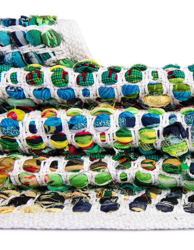 Detail image of  4' 1 x 6' 1  Hand Woven Chindi Chevron Rug