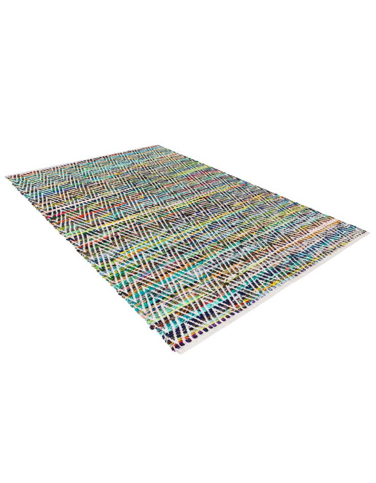 Detail image of  4' 1 x 6' 1  Hand Woven Chindi Chevron Rug