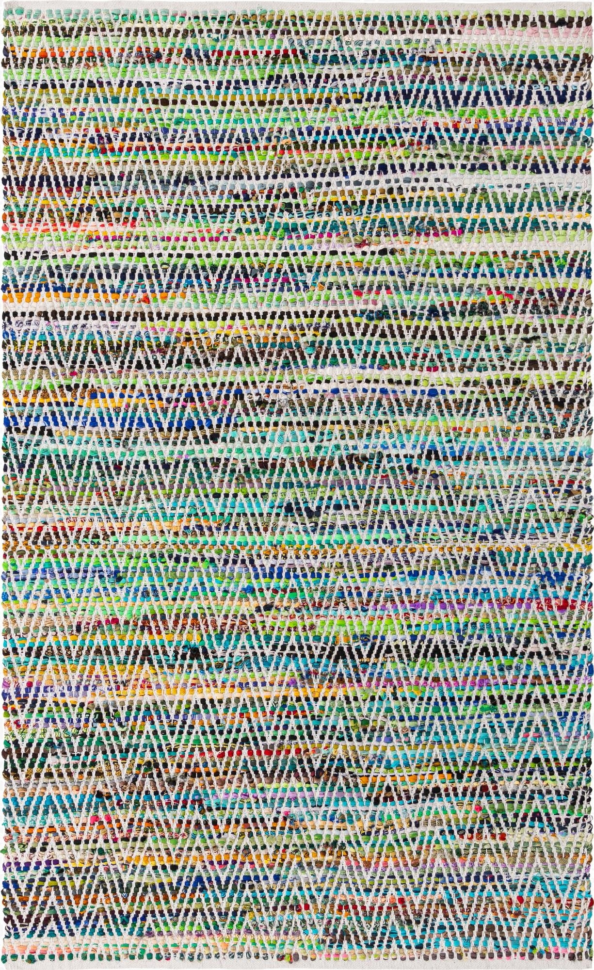  5' 1 x 8'  Hand Woven Chindi Chevron Rug