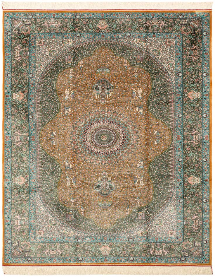 Detail image of  4' 10 x 7' 4 Ghom Design Rug