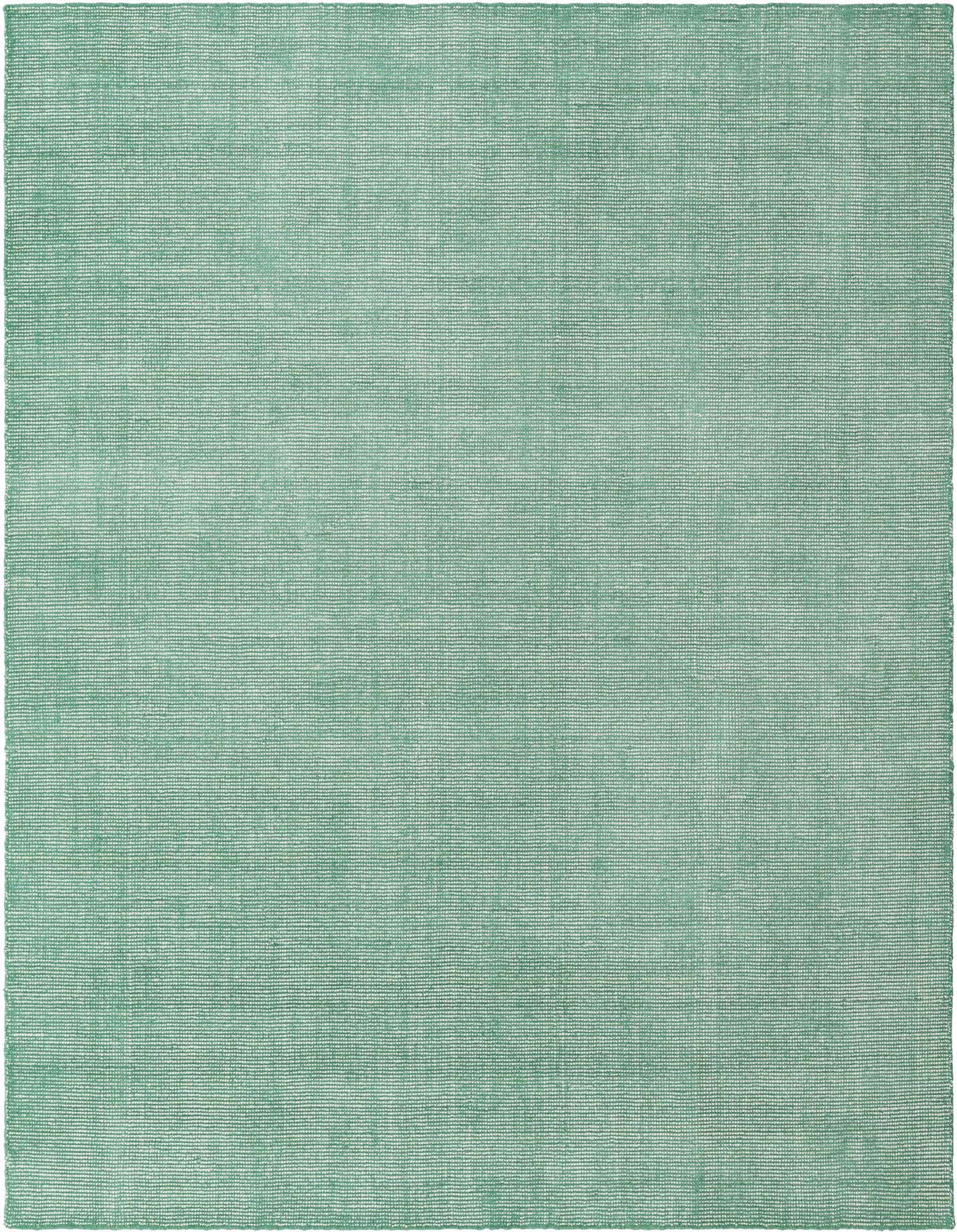 A 7x10 rectangular green modern area rug with a subtle textured pattern, suitable for a living room.