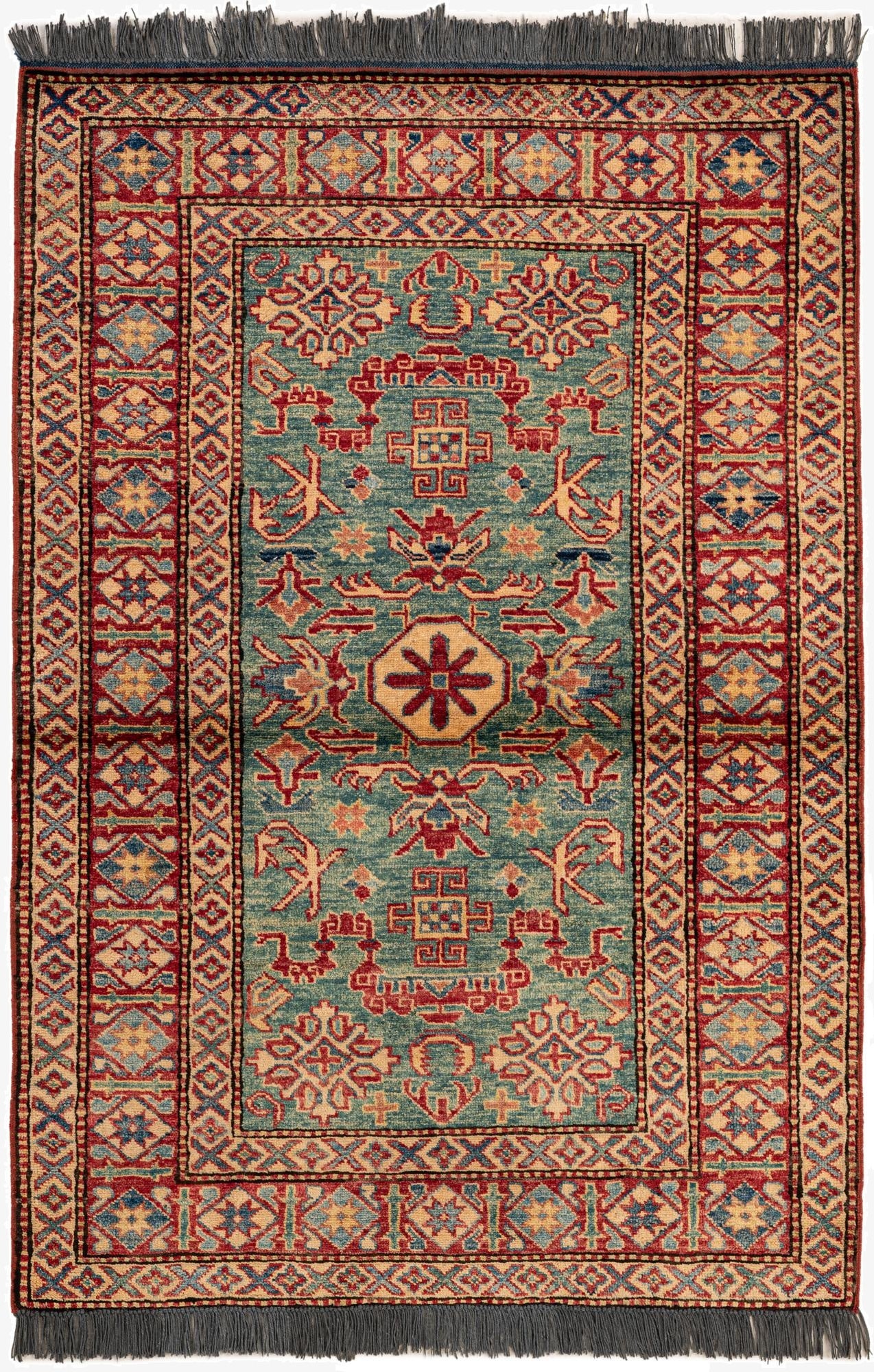  3' 3 x 4' 11  Hand Knotted Kazak Wool Rug