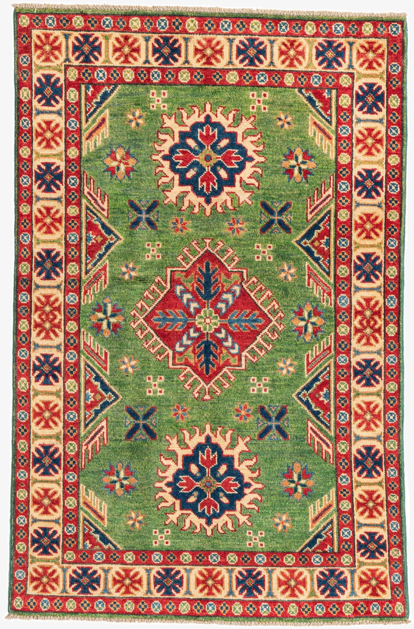  3' 4 x 5' 2  Hand Knotted Kazak Rug