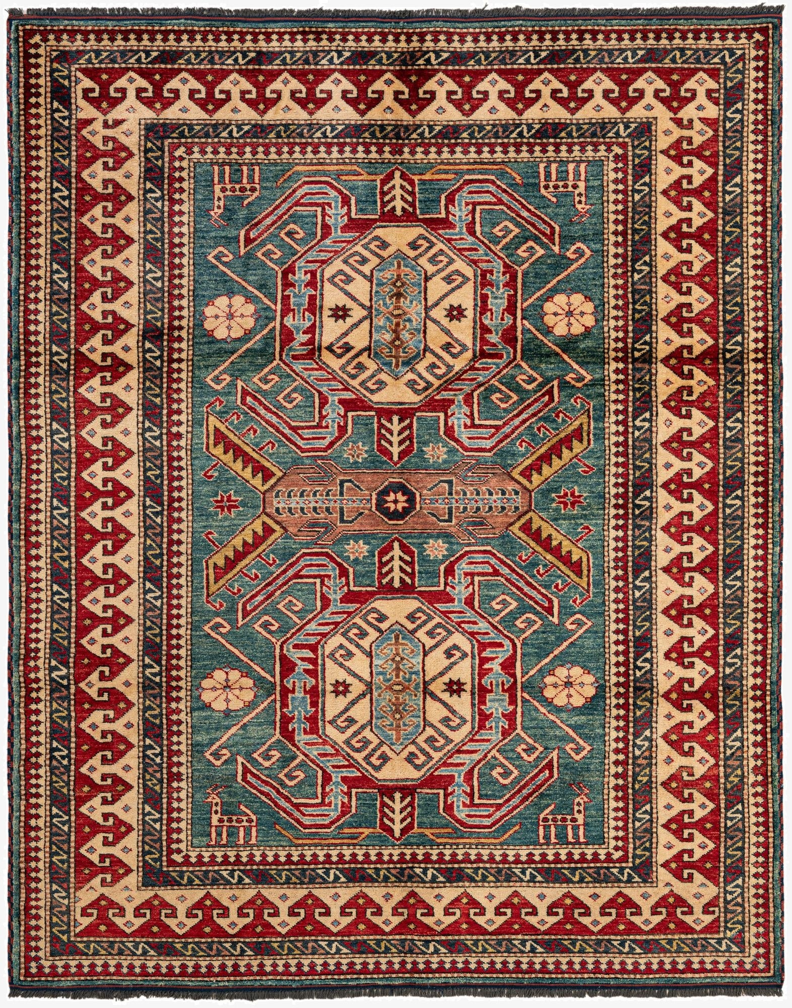  5' 2 x 6' 4  Hand Knotted Kazak Wool Rug