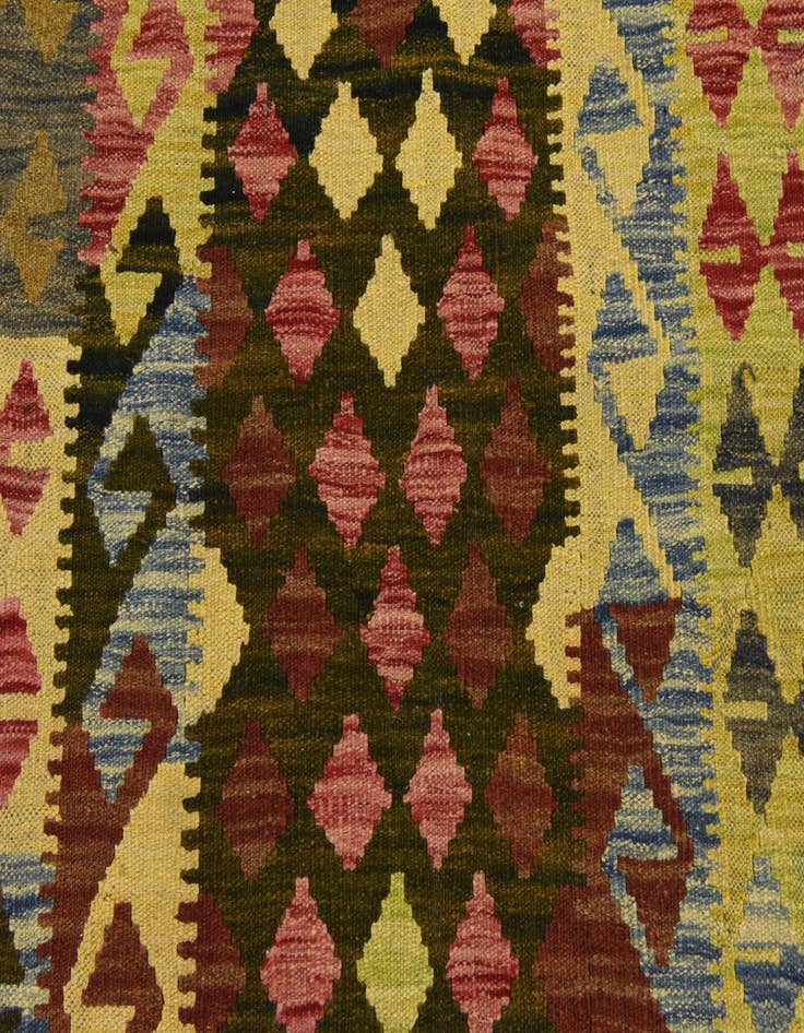 Detail image of  3' 6 x 5' 5  Hand Woven Kilim Maymana Wool Rug