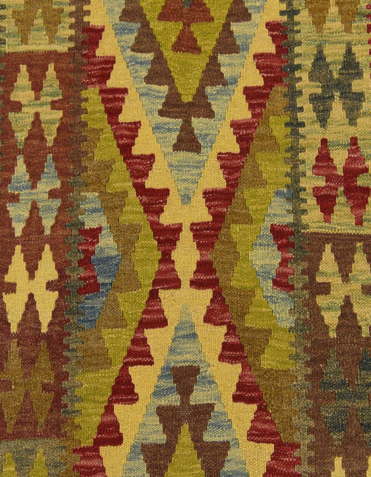 Detail image of  3' 2 x 6' 4  Hand Woven Kilim Maymana Wool Rug