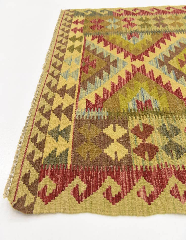 Detail image of  3' 2 x 6' 4  Hand Woven Kilim Maymana Wool Rug