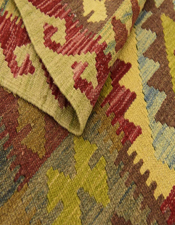 Detail image of  3' 2 x 6' 4  Hand Woven Kilim Maymana Wool Rug