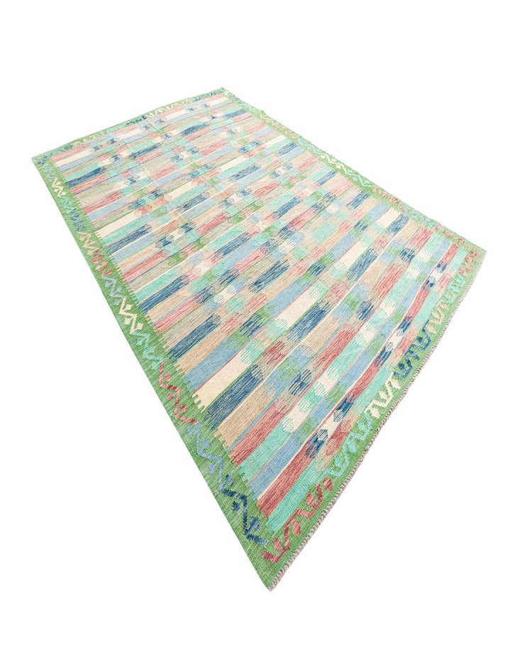 Detail image of  6' 7 x 9' 8  Hand Woven Kilim Modern Wool Rug