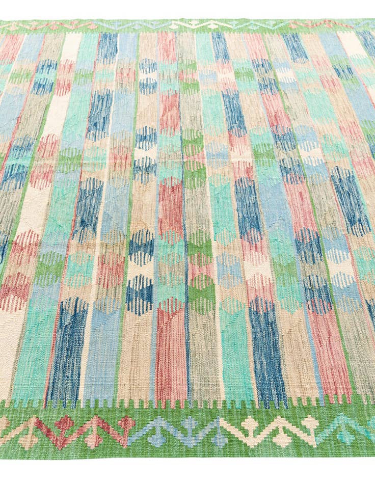 Detail image of  6' 7 x 9' 8  Hand Woven Kilim Modern Wool Rug