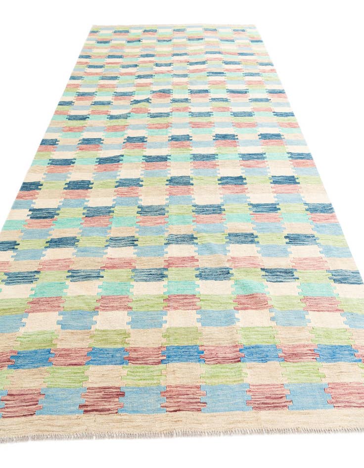 Detail image of  7' x 9' 5  Hand Woven Kilim Modern Wool Rug