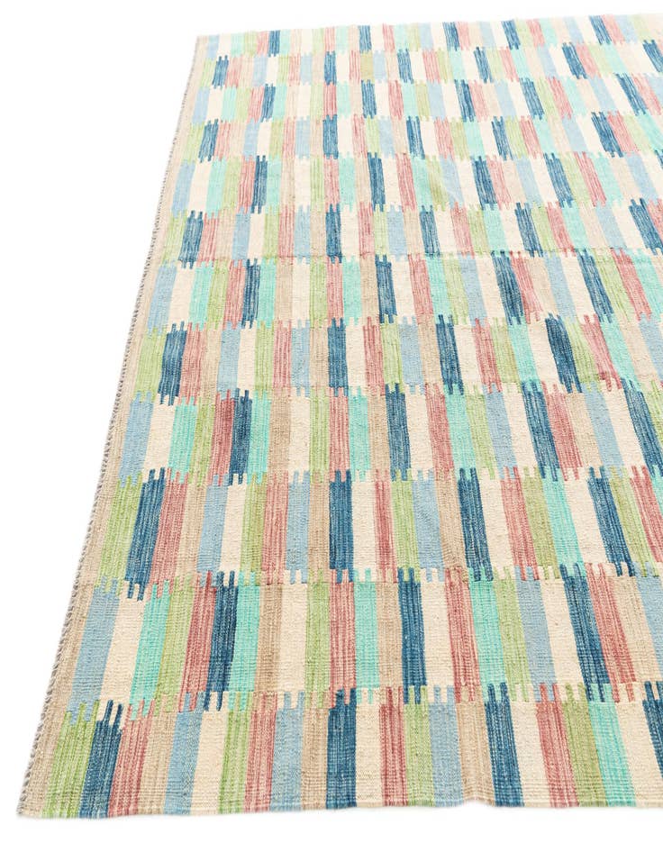 Detail image of  7' x 9' 5  Hand Woven Kilim Modern Wool Rug