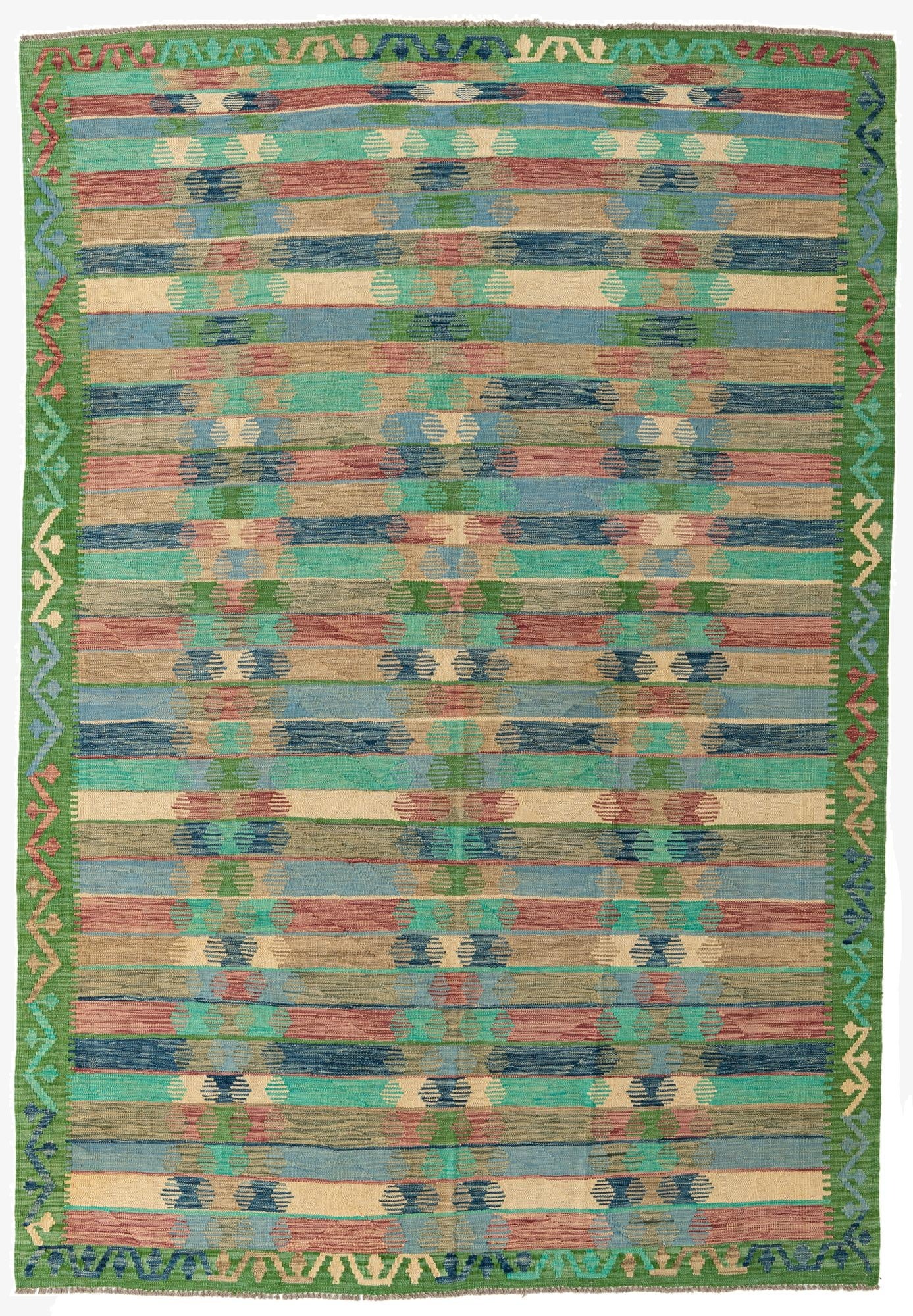  6' 7 x 9' 8  Hand Woven Kilim Modern Wool Rug