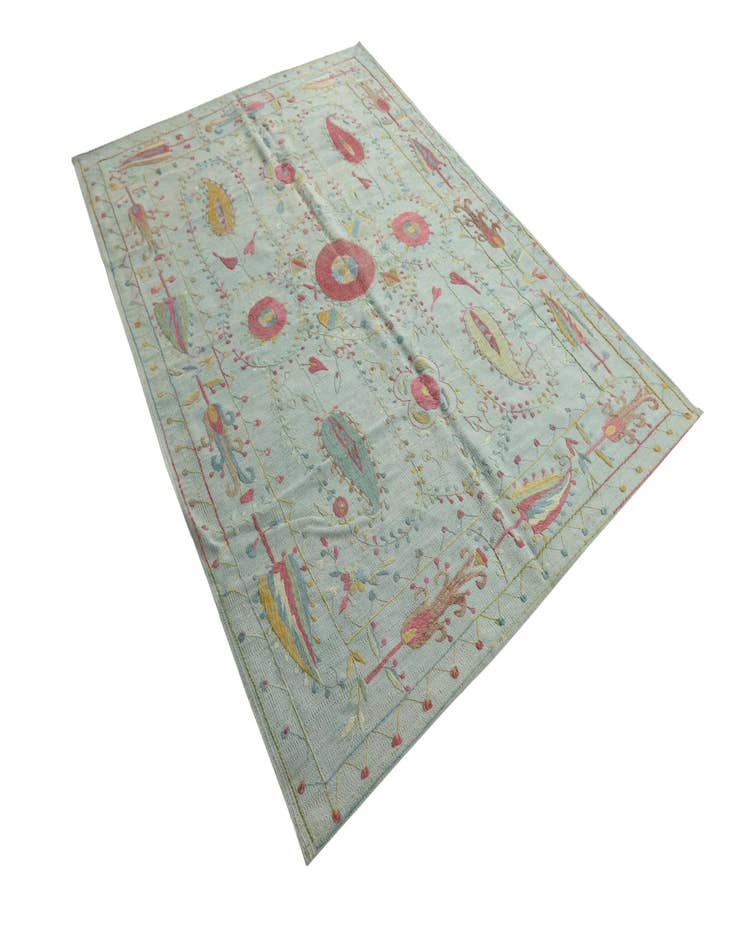 Detail image of  6' x 8'  Hand Woven Kilim Suzani Wool Rug