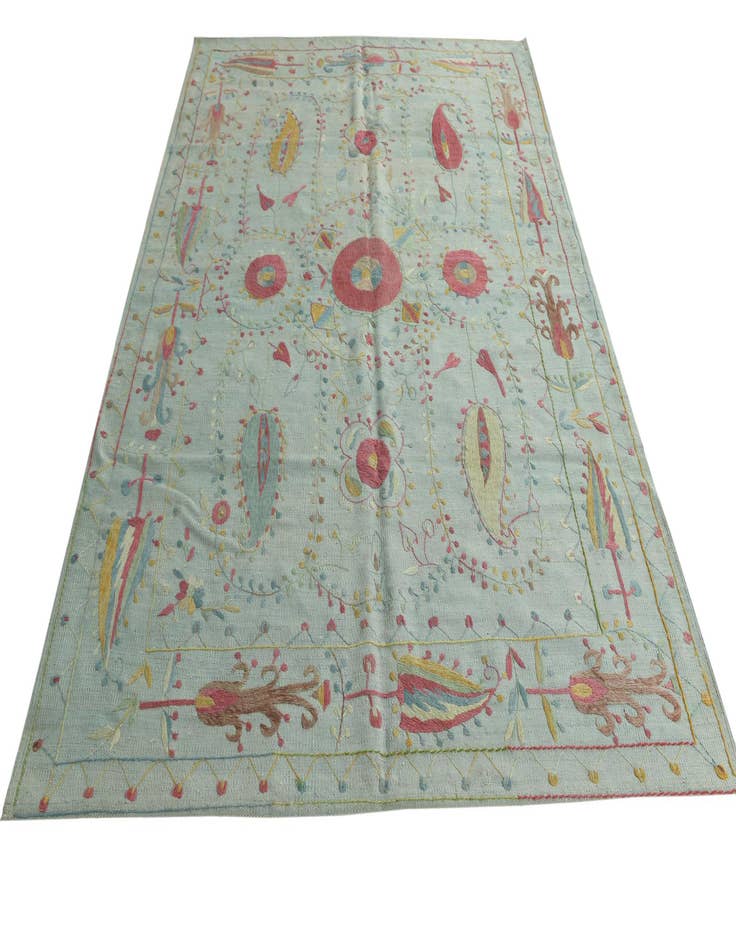 Detail image of  6' x 8'  Hand Woven Kilim Suzani Wool Rug