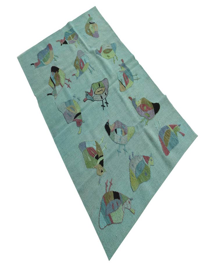 Detail image of  3' 2 x 4' 9  Hand Woven Kilim Suzani Wool Rug