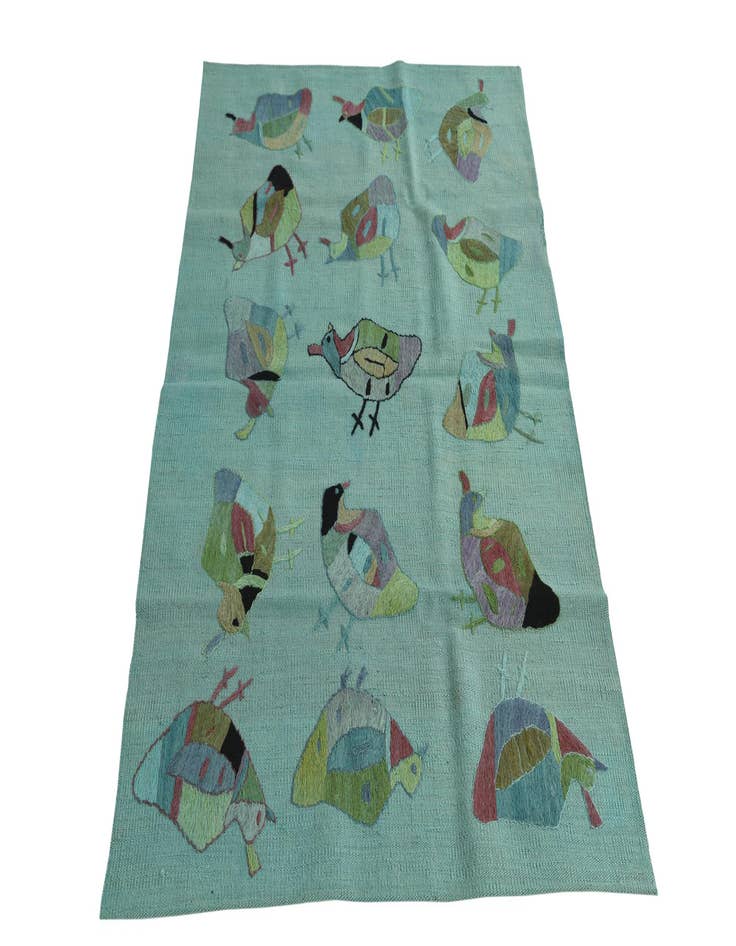 Detail image of  3' 2 x 4' 9  Hand Woven Kilim Suzani Wool Rug