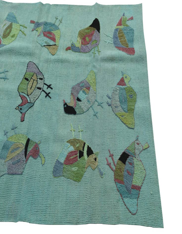 Detail image of  3' 2 x 4' 9  Hand Woven Kilim Suzani Wool Rug