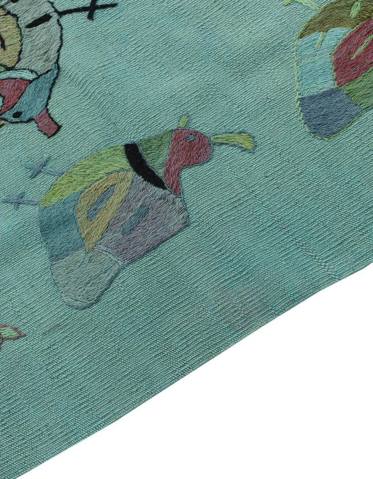 Detail image of  3' 2 x 4' 9  Hand Woven Kilim Suzani Wool Rug