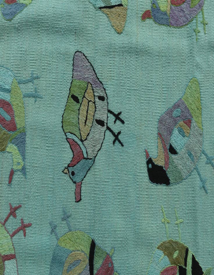 Detail image of  3' 2 x 4' 9  Hand Woven Kilim Suzani Wool Rug