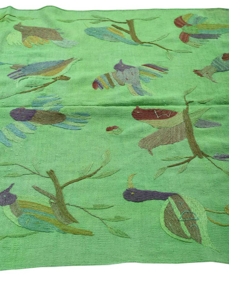 Detail image of  4' 7 x 6' 2  Hand Woven Kilim Suzani Wool Rug