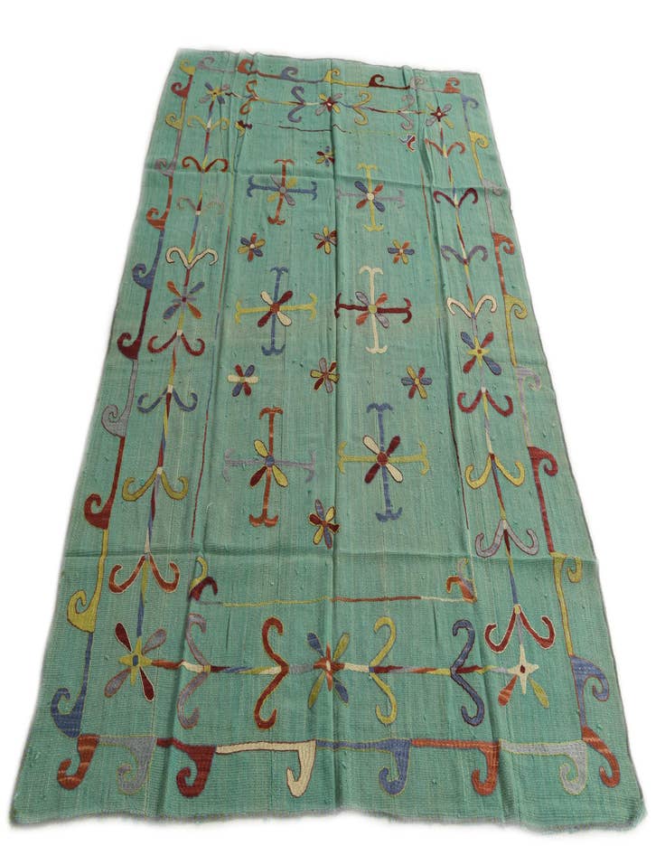 Detail image of  5' 9 x 7' 9  Hand Woven Kilim Suzani Wool Rug