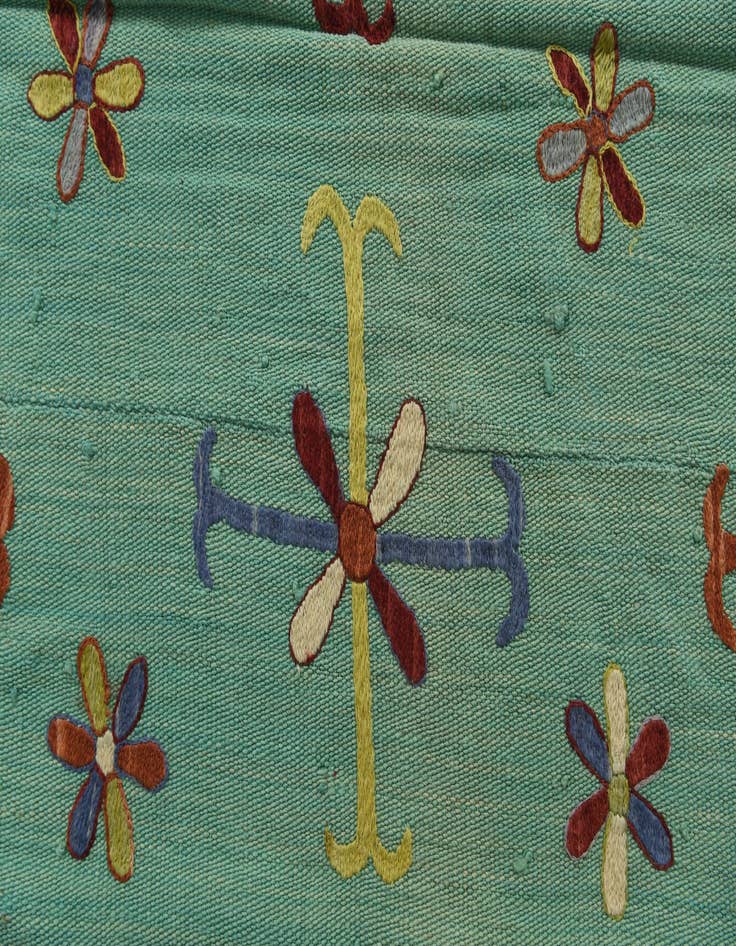 Detail image of  5' 9 x 7' 9  Hand Woven Kilim Suzani Wool Rug