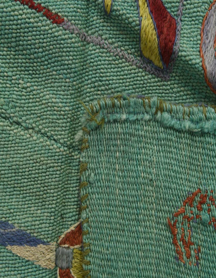 Detail image of  5' 9 x 7' 9  Hand Woven Kilim Suzani Wool Rug