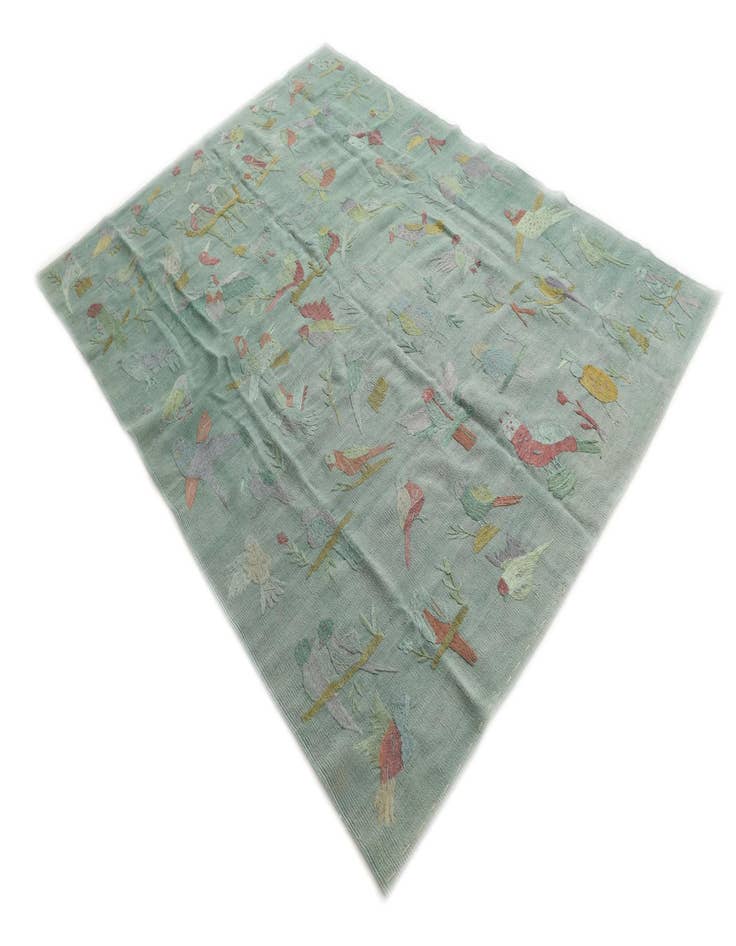 Detail image of  5' 7 x 7' 4  Hand Woven Kilim Suzani Wool Rug