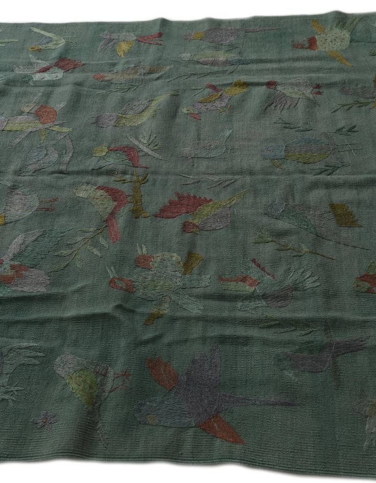 Detail image of  5' 7 x 7' 4  Hand Woven Kilim Suzani Wool Rug