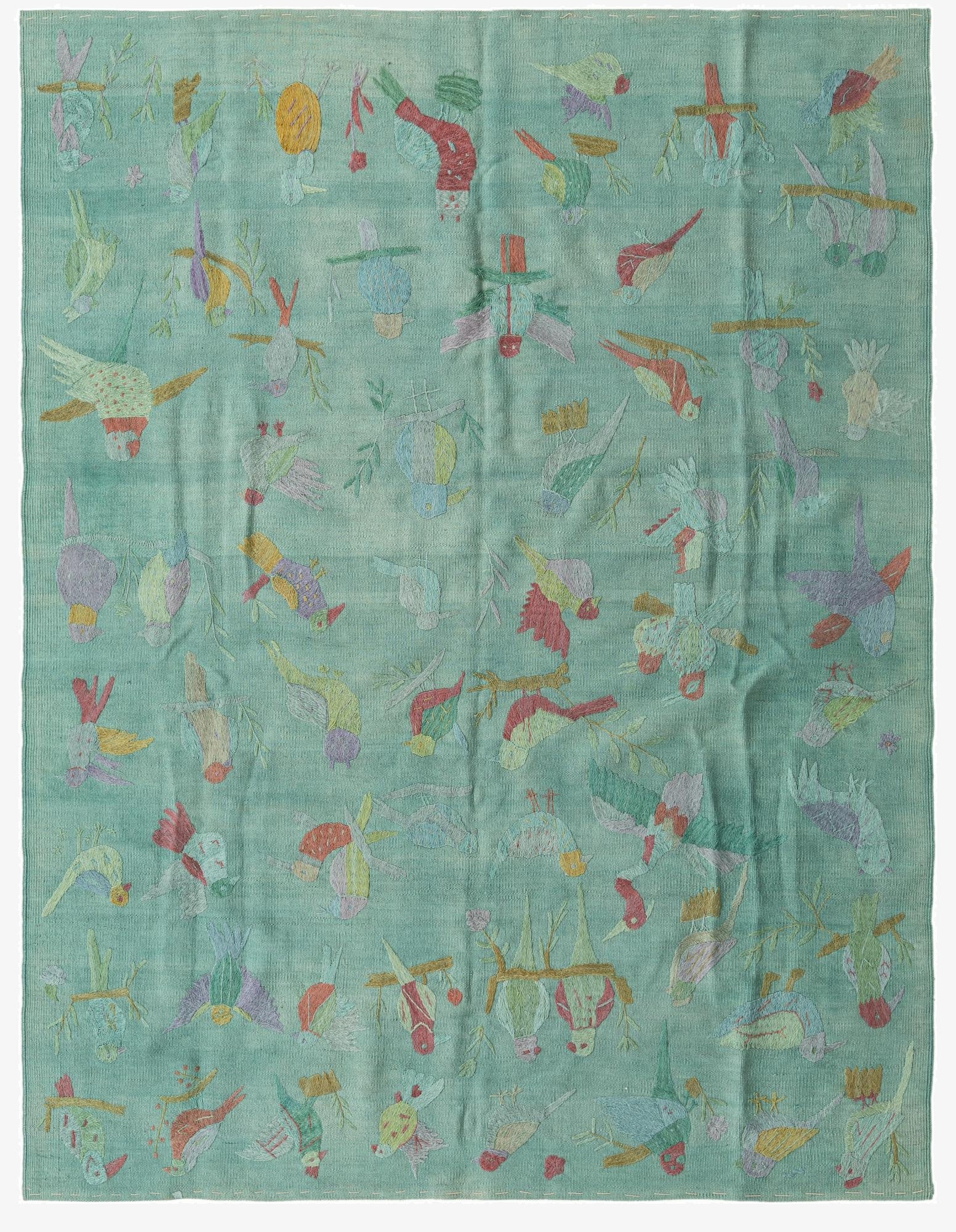  5' 7 x 7' 4  Hand Woven Kilim Suzani Wool Rug