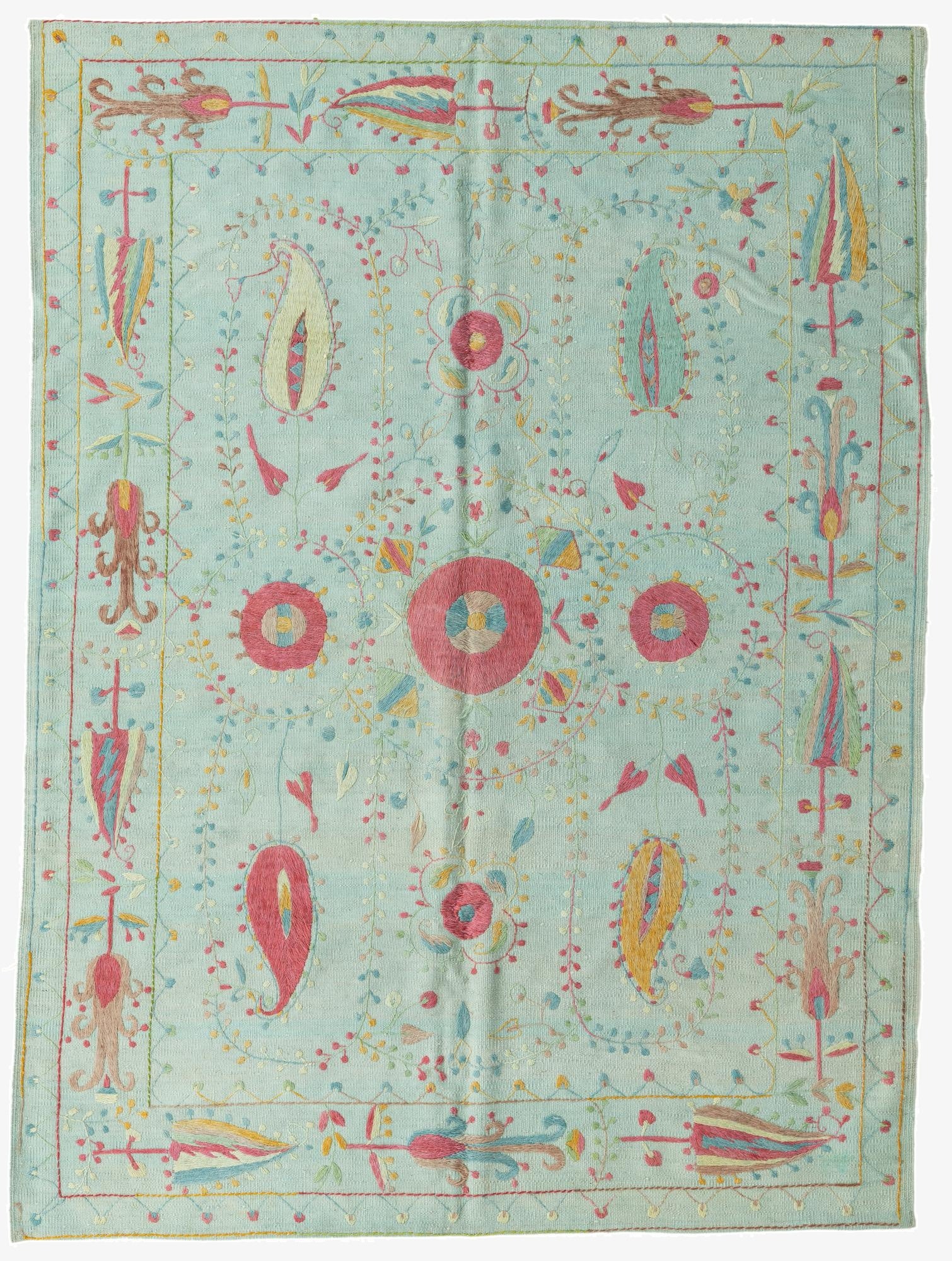  6' x 8'  Hand Woven Kilim Suzani Wool Rug