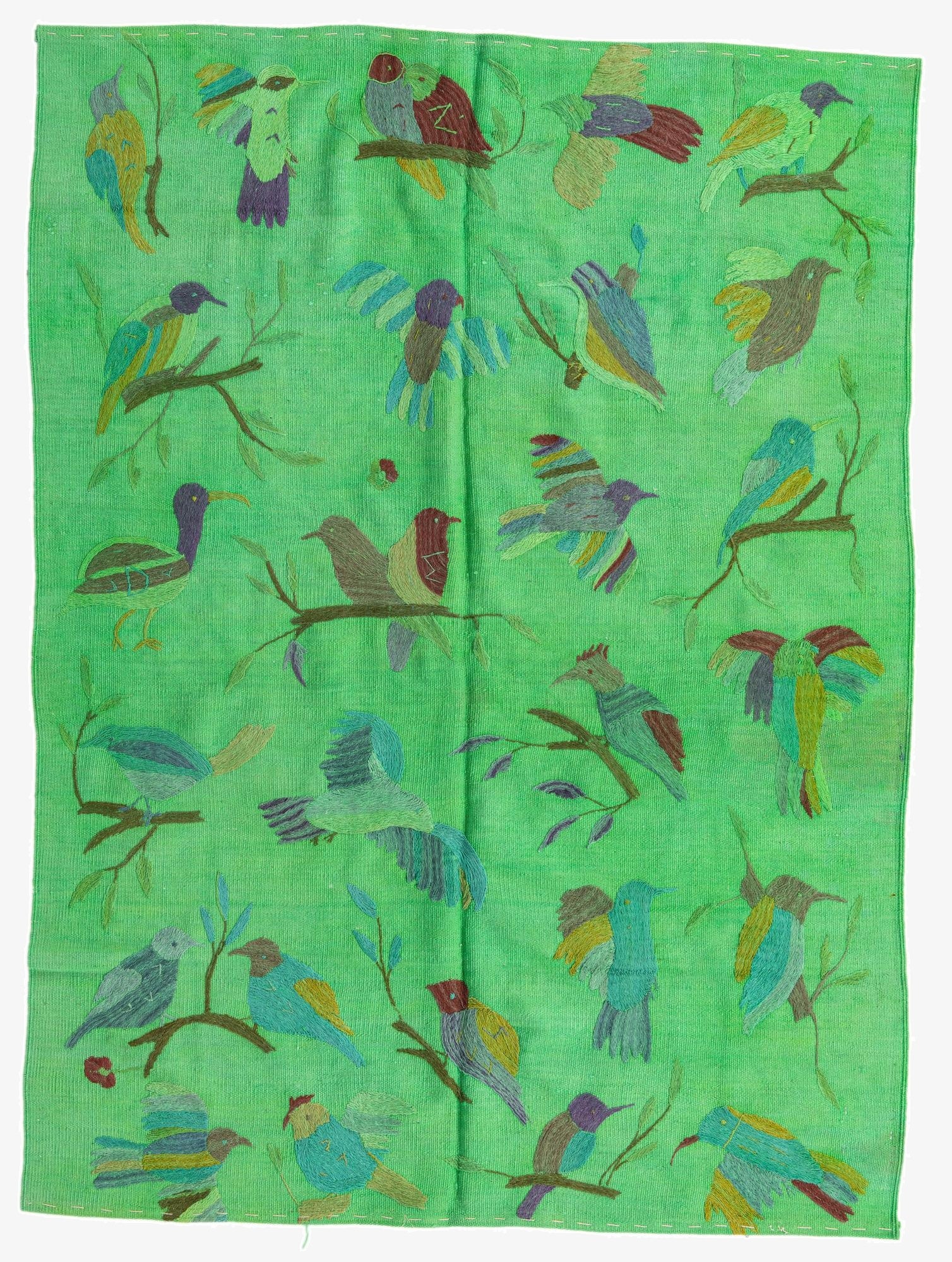  4' 7 x 6' 2  Hand Woven Kilim Suzani Wool Rug