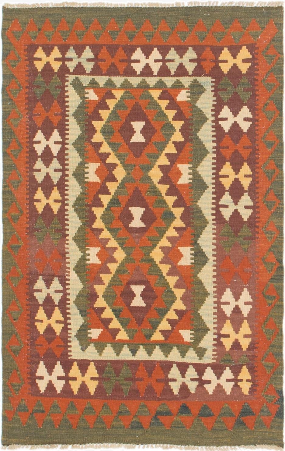  2' 9 x 4' 4  Hand Woven Kilim Waziri Wool Rug