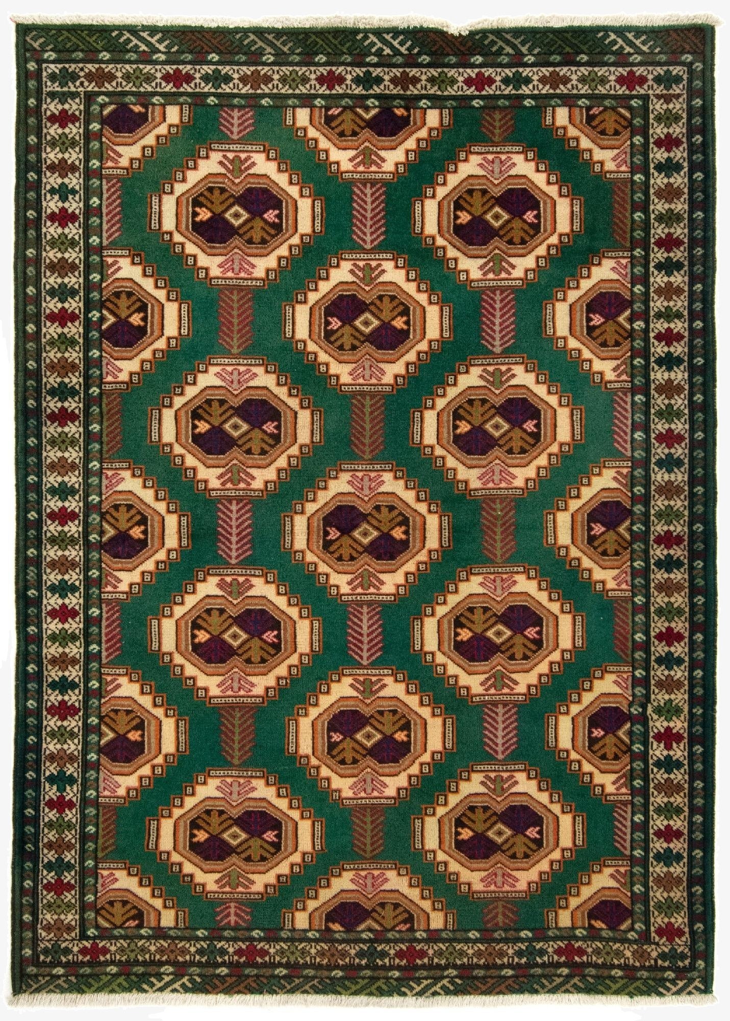  4' 4 x 6' 1  Hand Knotted Lambaran Persian Wool Rug