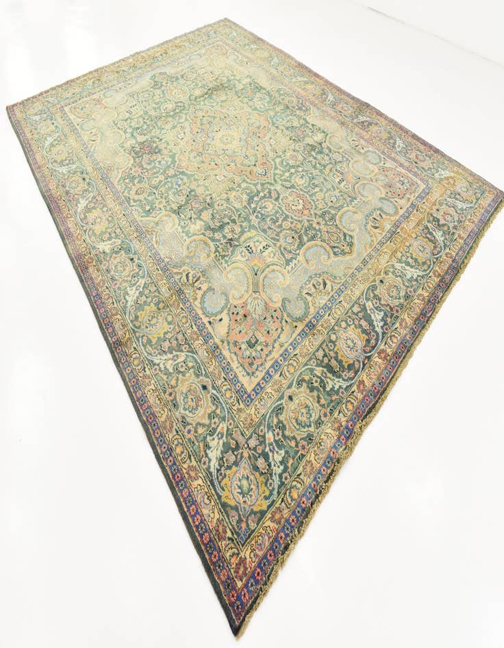 Detail image of  9' 9 x 12' 9  Hand Knotted Mashad Persian Wool Rug