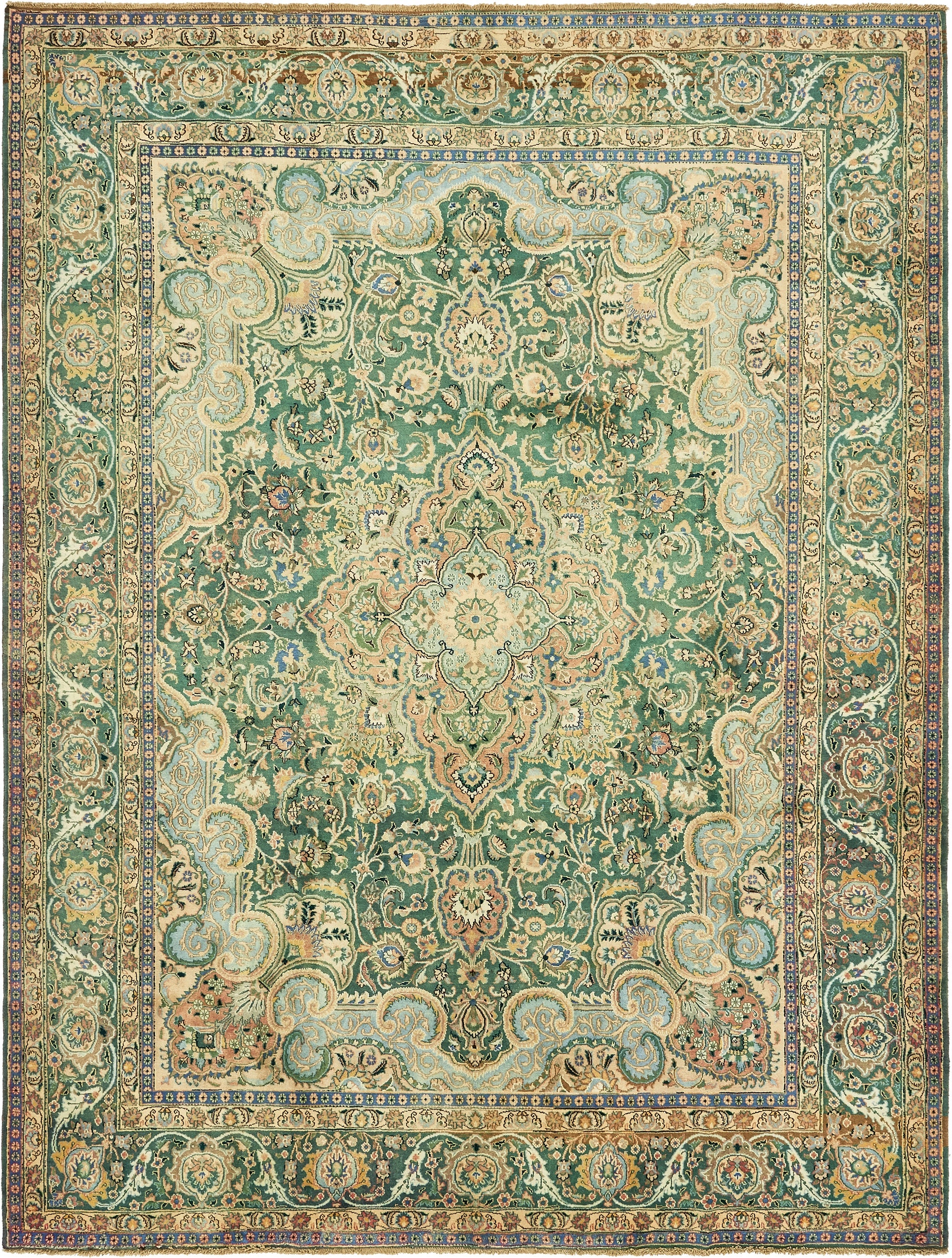  9' 9 x 12' 9  Hand Knotted Mashad Persian Wool Rug