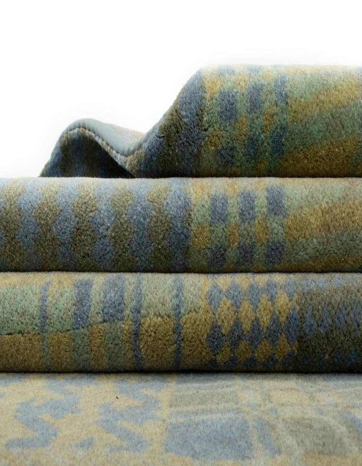 Detail image of  7' 10 x 9' 10  Hand Knotted Modern Manshu Wool Rug