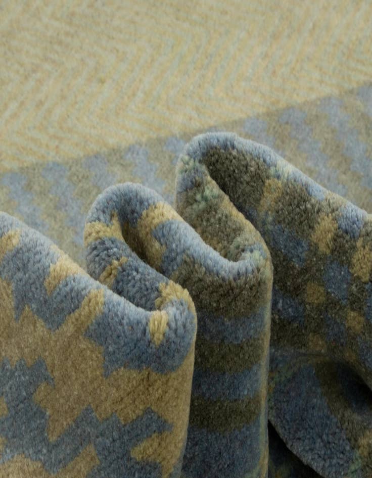 Detail image of  7' 10 x 9' 10  Hand Knotted Modern Manshu Wool Rug