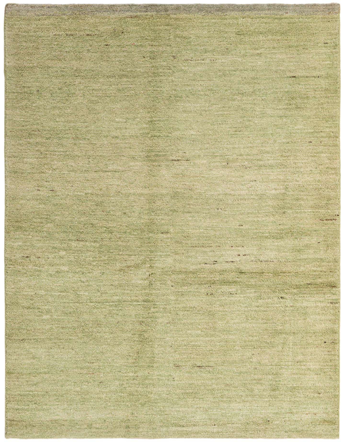 A 4x6 rectangular green wool area rug with a subtle tribal texture, suitable for various indoor rooms.