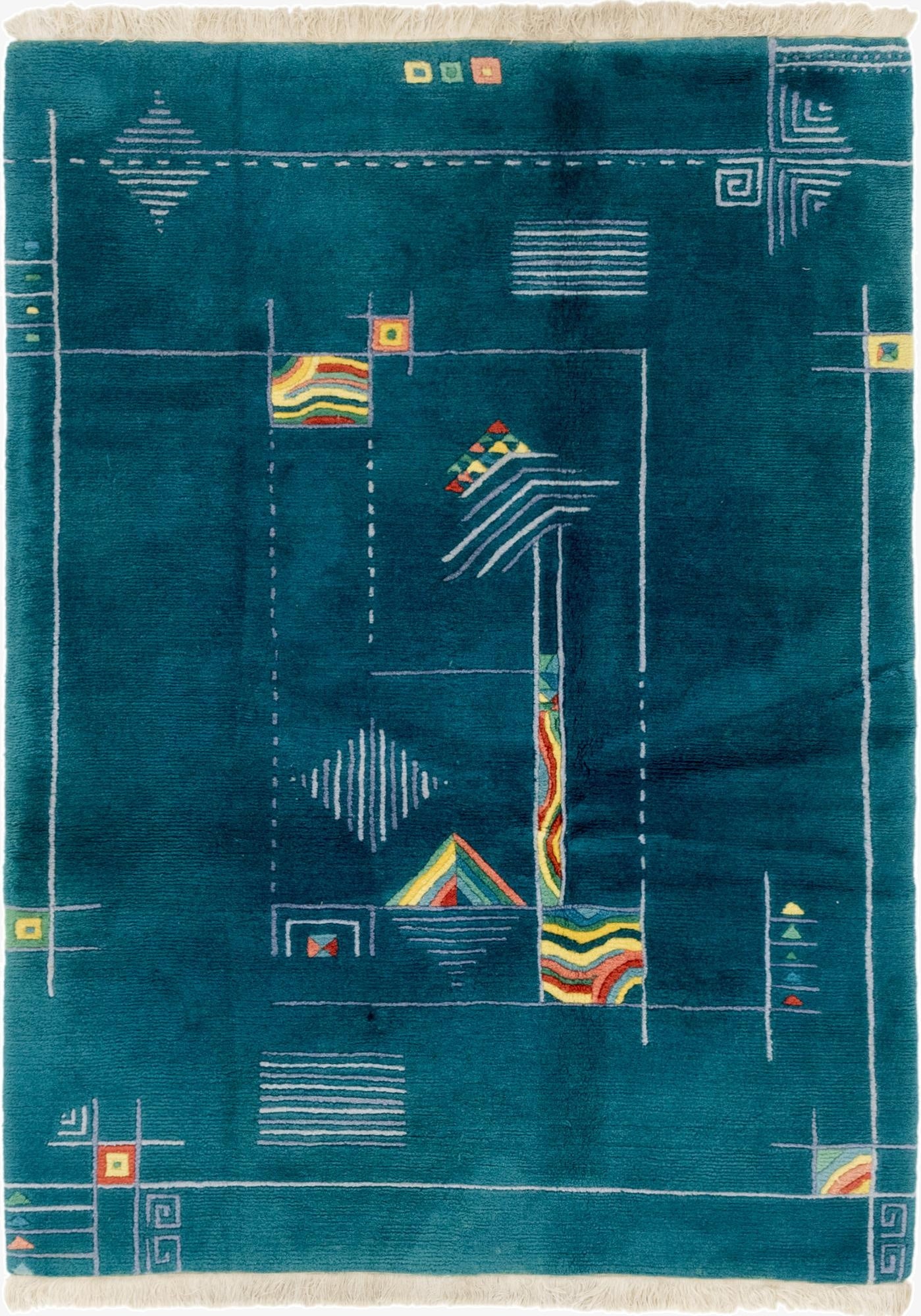  4' 7 x 6' 4  Hand Knotted Nepal Wool Rug