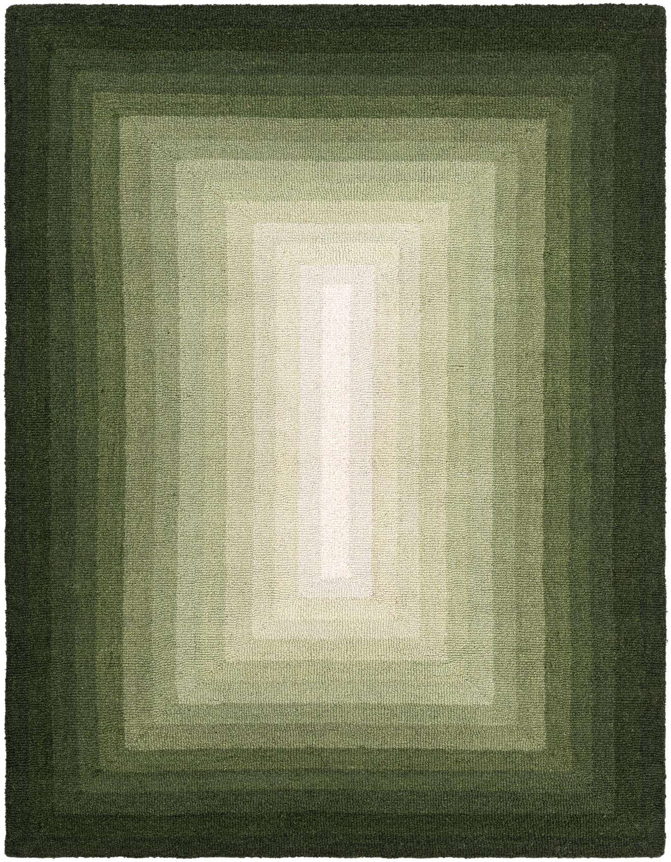 A 4x6 rectangular Ombre Wool rug featuring a modern gradient pattern from dark green to light green and white.