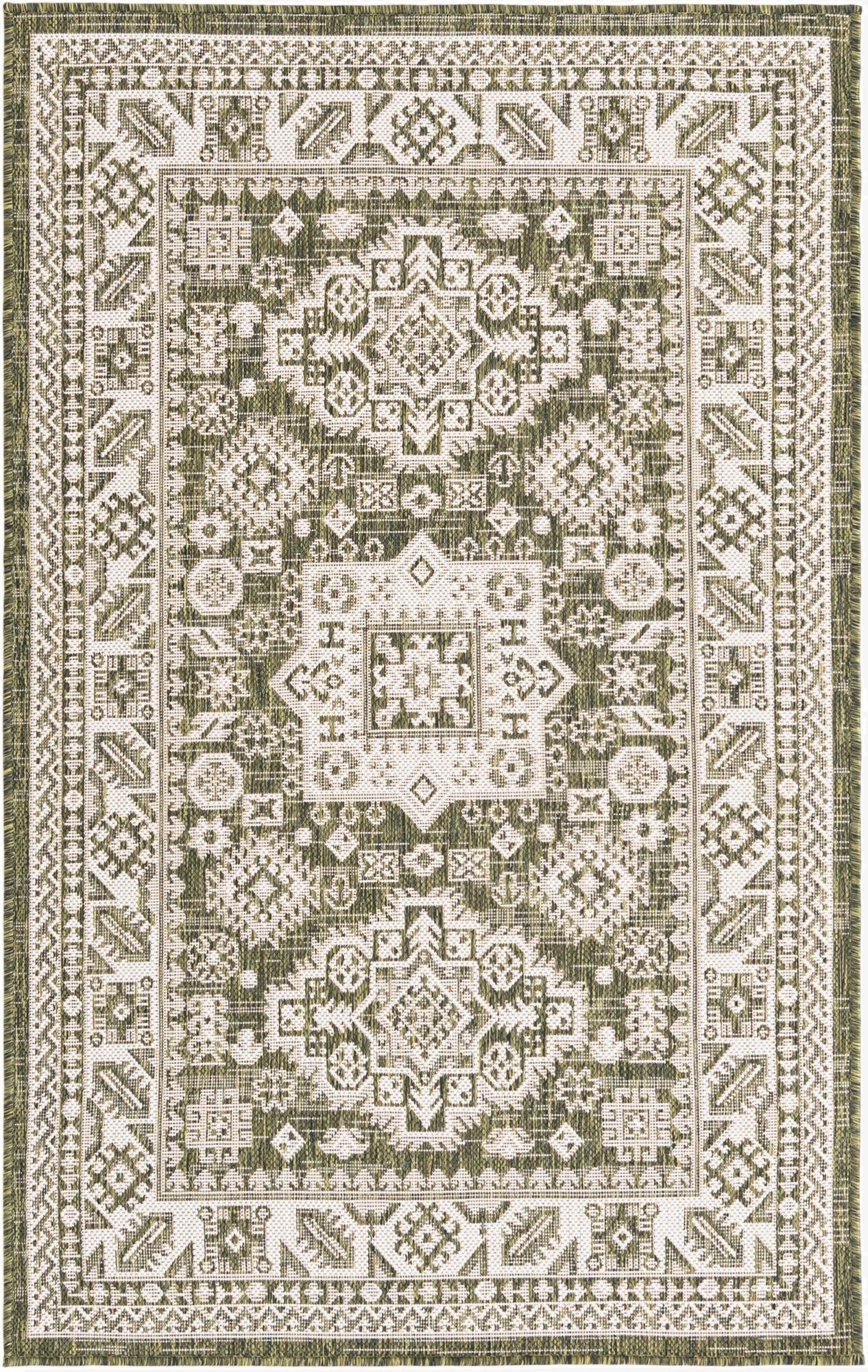  3' x 5' 3  Washable Aztec Indoor / Outdoor Rug