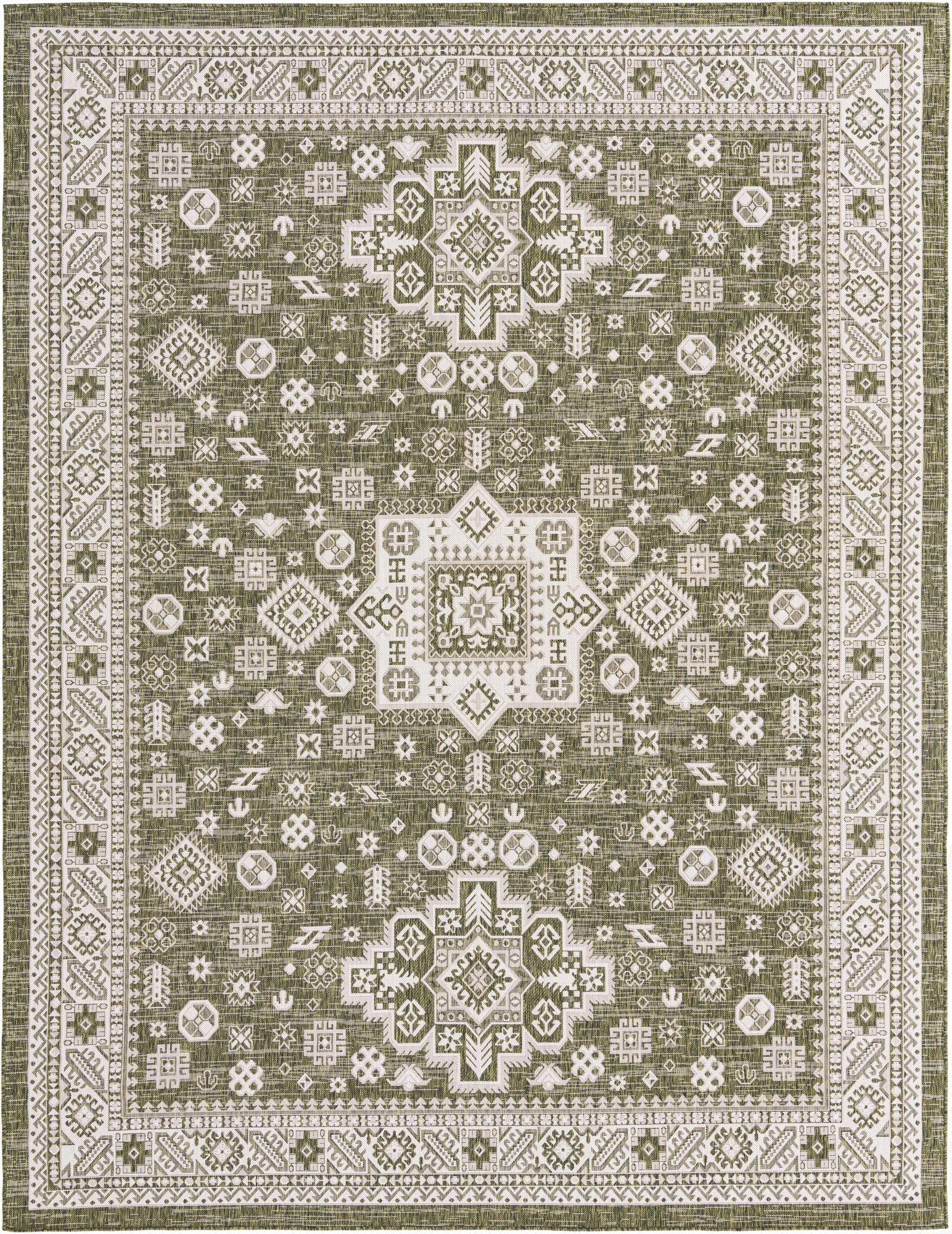  10' x 13'  Washable Aztec Indoor / Outdoor Rug