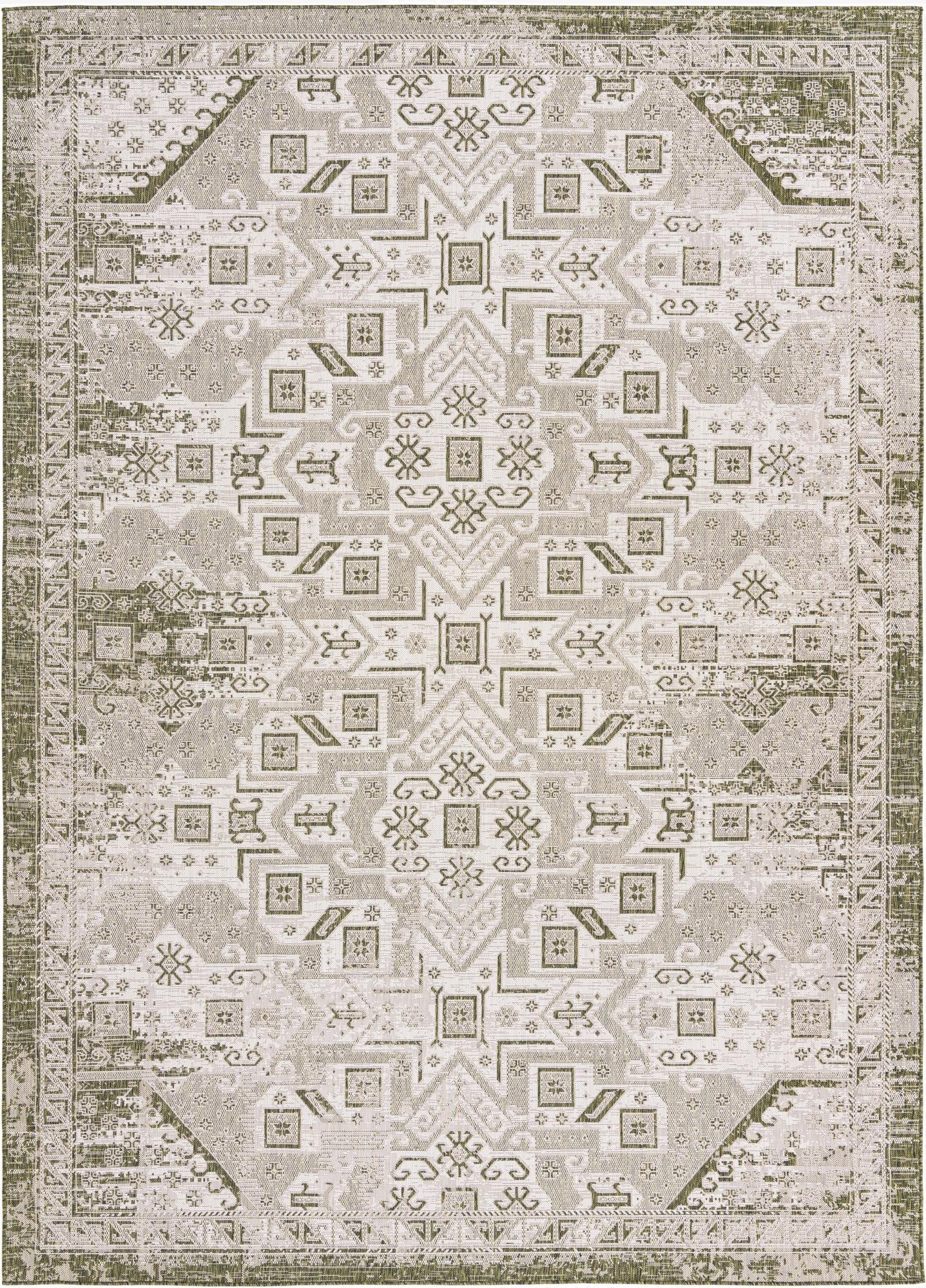  10' x 14'  Washable Aztec Indoor / Outdoor Rug